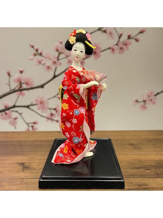 Unbranded Other - Vintage Japanese Geisha Doll Red Floral Kimono Figurine Japan